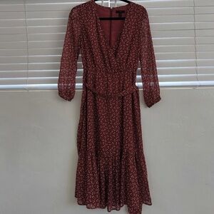 J. Crew Burgundy Floral Midi Dress